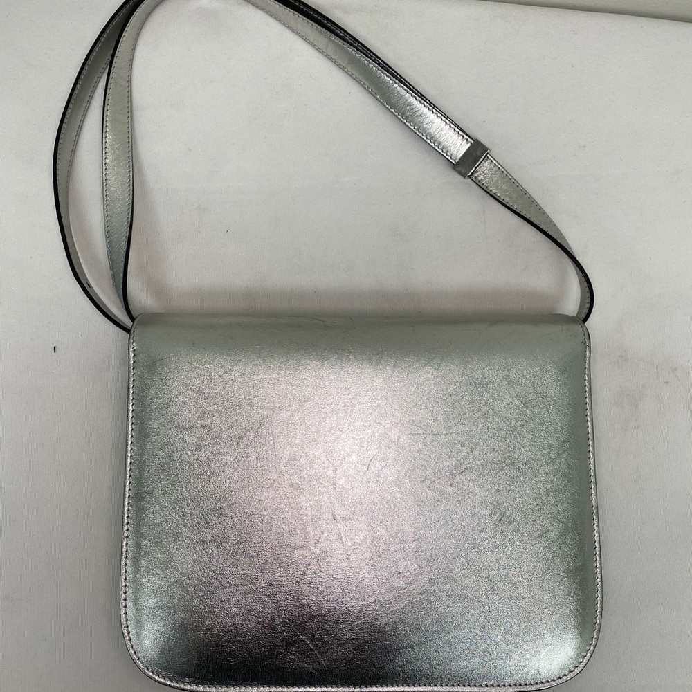 Silver Metallic Celine Classic Box Handbag - Picture 2 of 7